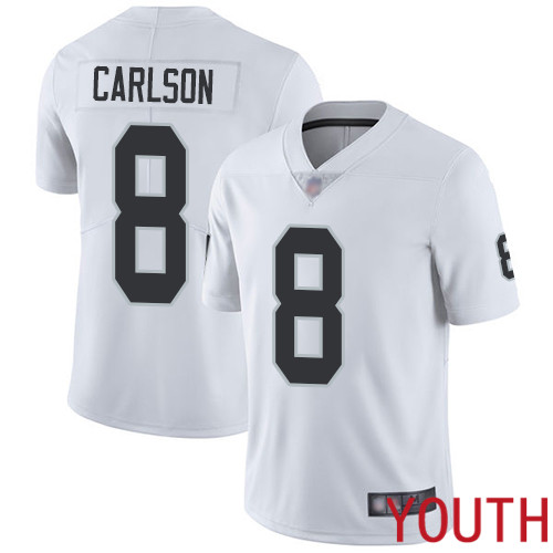 Oakland Raiders Limited White Youth Daniel Carlson Road Jersey NFL Football #8 Vapor Untouchable Jersey->youth nfl jersey->Youth Jersey